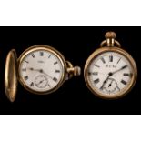 Thomas Russell and Sons Liverpool - 9ct Gold Plated Enamel Faced Pocket Watch,