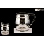 Superb Quality Early 20th Century Scarce Sterling Silver Tankard In the Form of a Barrel.