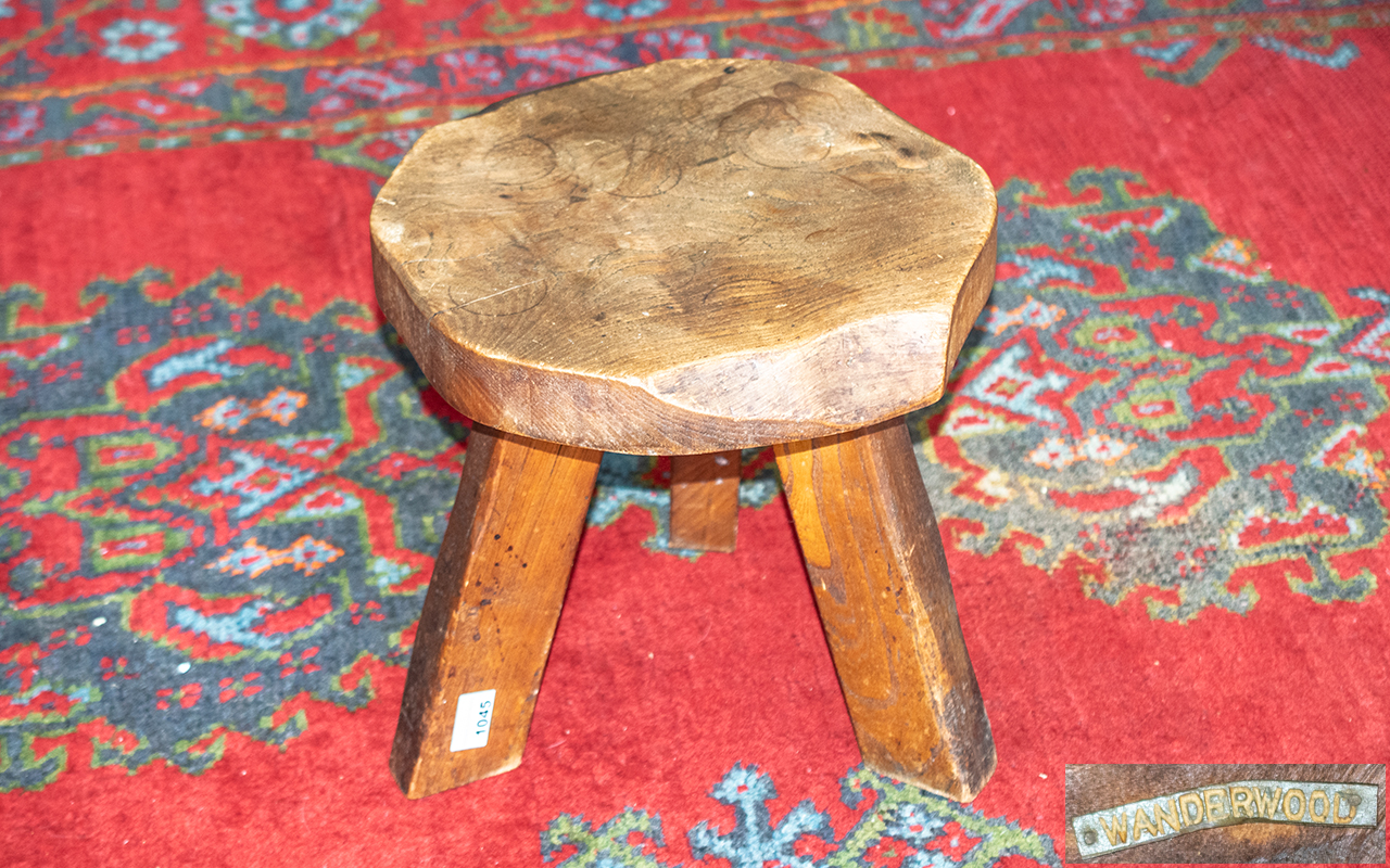 Wanderwood Designer Rustic Oak Tripod Stool. Solid Construction Stool by Wanderwood. Lovely Patina