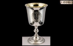 George III Superb Quality Sterling Silver Communion Chalice / Goblet with Gilt Interior of