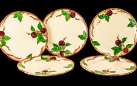 Collection of Five Franciscan Earthenware Plates in cream ground with apples and leaves around the