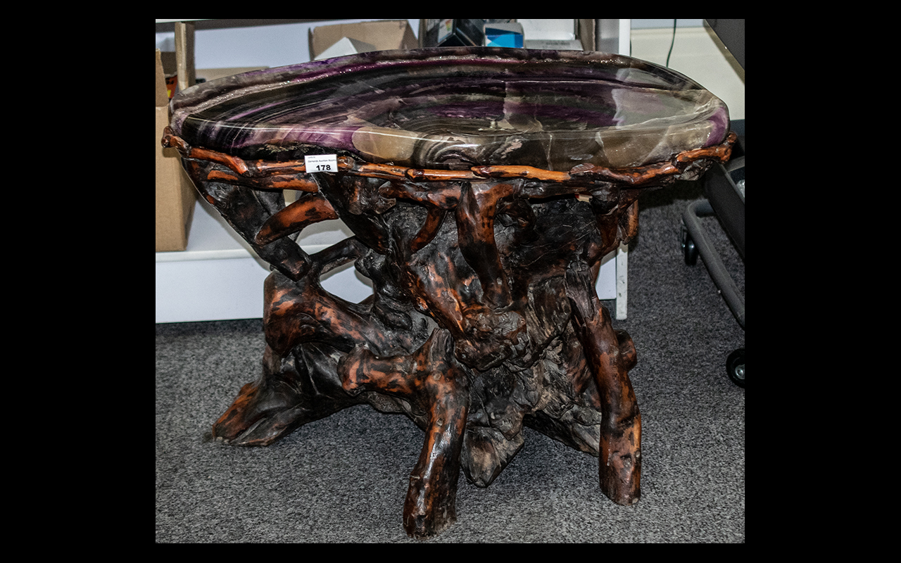 Antique 'Blue John Grotto Root' Based Low Table, - Image 3 of 3