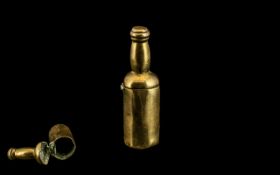 Victorian Novelty Vesta Case in thr Form of a Bottle, the novelty case in brass with a hinged top
