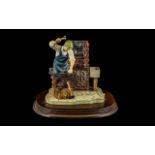 The Blacksmiths Shop by Leonardo. Fitted on a Wooden Base. Size 7 Inches High & 8 Inches Wide.