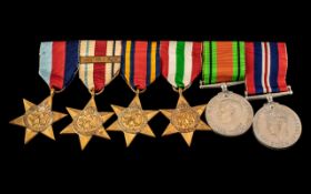 WW2 Group Of Six Medals On Bar 1939-45 Star, The Africa Star With North Africa 1942-43 Clasp,