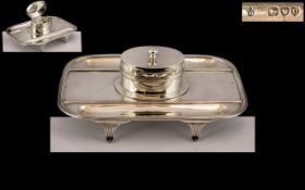 Victorian Period Superb Quality Sterling Silver Ladies or Gentleman's Desk Inkwell and Stand -