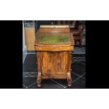 Victorian Walnut Davenport, good size with green leather insert,