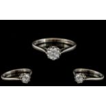 Platinum Attractive Single Stone Diamond Set Ring. Marked 950 to Interior of Shank + Diamond