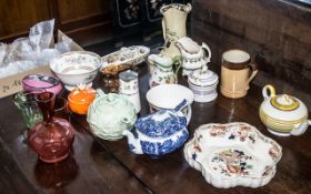 Mixed Collection of Porcelain, Pottery & Glass, comprising a Royal Doulton 'Sir Toby Belch' Jug,