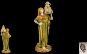 Royal Worcester Hand Painted Figure of a Classical Female Water Carrier,