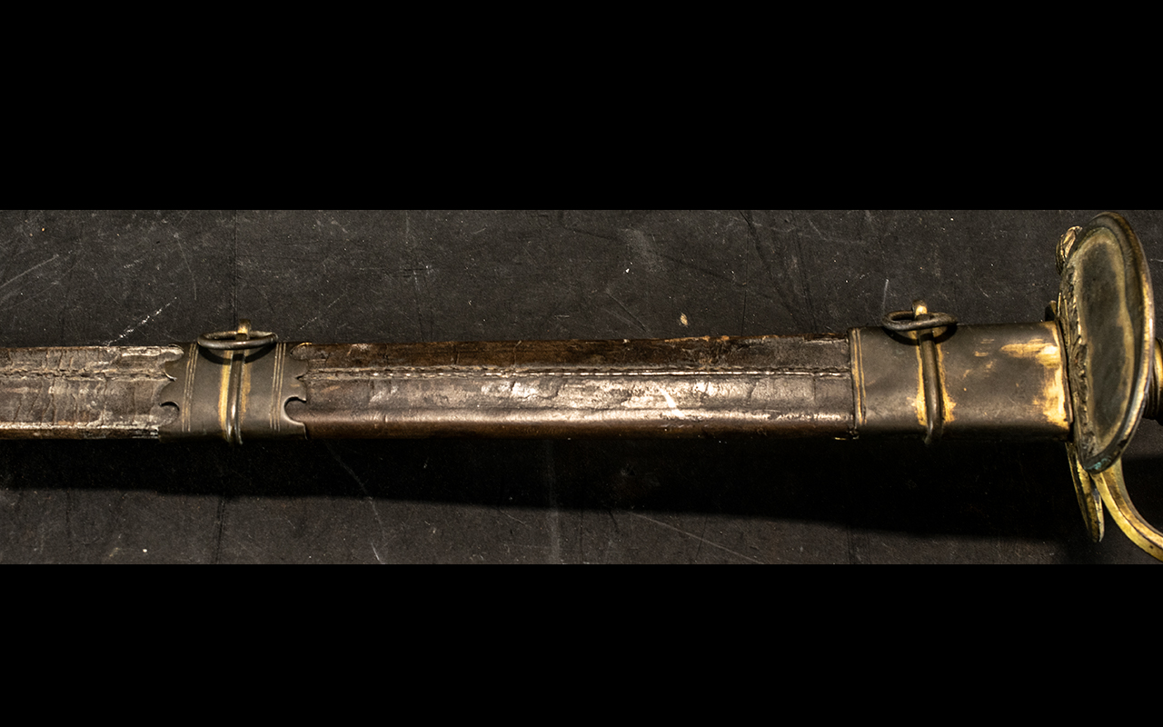A Fine Quality British Infantry Officers Sword with gilt bronze mount and silvered wired grip, - Image 3 of 3