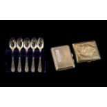 A Set of Five Silver Teaspoons in fitted case,