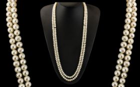 A Good Quality - Well Matched Single Strand of Cultured Pearls of Excellent Colour and Lustre.