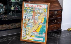 A Blackpool Tourist Poster depicting Blackpool Tower and the Promenade.