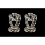 Pair of Victorian Cut Glass Candlesticks each with four wings, measure 6" tall.