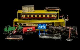 00 Gauge Interest, Small Collection to include: engine, Hornby tin plate carriages,