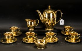 Royal Winton Gold Lustre Tea Set comprising Tea Pot, Milk Jug & Sugar Bowl, six teacups and saucers.