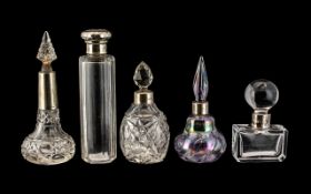 Collection of Silver Topped Perfume Bottles, collection of five, all fully hallmarked for silver,