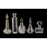 Collection of Silver Topped Perfume Bottles, collection of five, all fully hallmarked for silver,