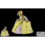 Thorley China Figure of an Elegant Lady in a lime green dress; stamped Made in England; c1930s, 6