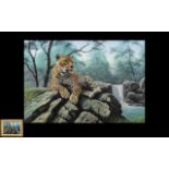 Peter Jepson Original Watercolour drawing titled Empress depicting a majestic Cheetah sitting on a