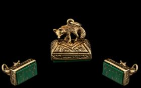 Antique Gold Fob Watch Seal, Supported by a Ring with a Wolf, After the Roman Model.