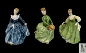 Royal Doulton Hand Painted Trio ( 3 ) Porcelain Figures. Comprises 1/ ' Fair Lady ' HN2193.