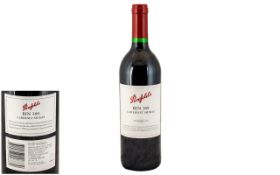 Penfolds Vintage 1999 Bin 389 Cabernet Shiraz, bottle of wine matured in American oak casks,