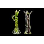 Pair of Tall Murano Style Glass Vases, each approx. 14" tall.