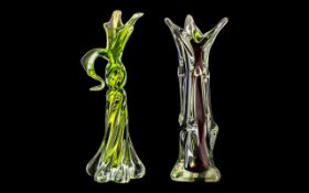 Pair of Tall Murano Style Glass Vases, each approx. 14" tall.