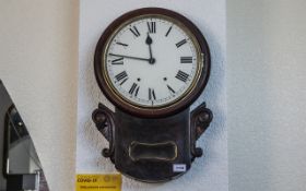 Antique Key Wind Mechanical Drop Down Wall Clock 22 inches.