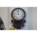 Antique Key Wind Mechanical Drop Down Wall Clock 22 inches.