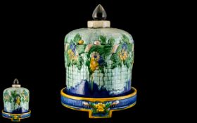 A Continental Majolica Cheese Dome & Dish.