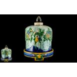 A Continental Majolica Cheese Dome & Dish.