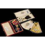 Masonic Interest: Two Cased Silver and Enamel Breast Badges and a cased gilt metal triangle breast