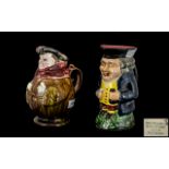 Majolica Pottery Jug In the Form of a Monk, With a Staffordshire Toby Jug of Typical Form.