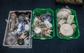 4 Boxes Full of Misc Bric-a-Brac and Collectable's, Includes Pottery, Glassware, Vases, Jugs,