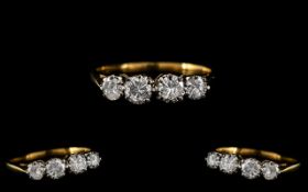 Ladies 18ct Gold Nice Quality 4 Stone Diamond Set Ring.