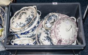 Collection of Antique Staffordshire Pottery Dinner Ware, Consisting of 11 Various Sized Plates,