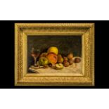 Oil on Panel Still Life of Fruit signed E Cawthorne 1837.