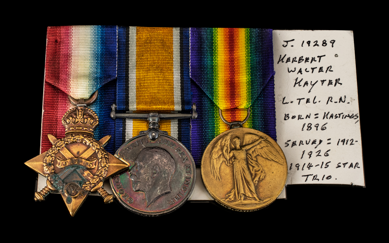 WW1 Medal Group Of Three To Include 1914-15 Star, British War And Victory Medal, All Awarded To J.