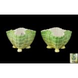 Royal China Works Worcester Pair of Fine Quality Shell Vases, Finished In a Wonderful Soft Pastel