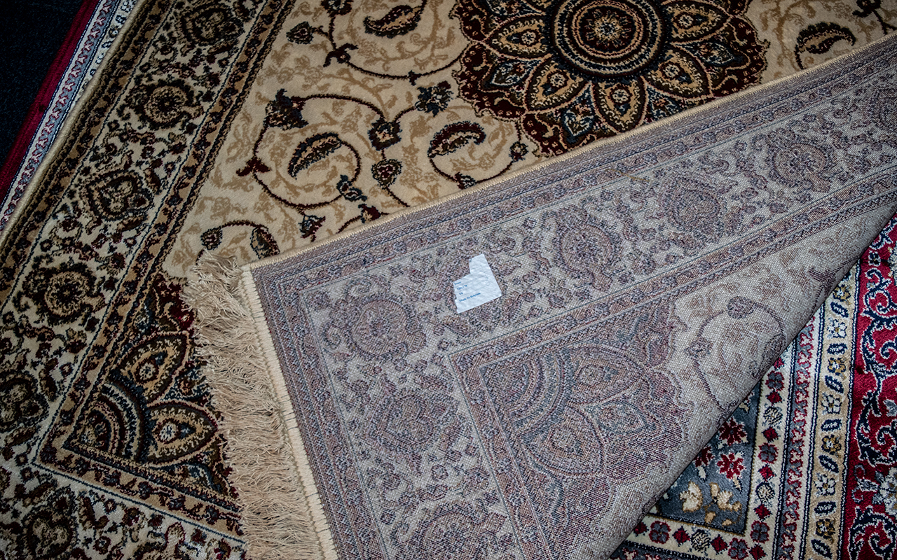 A Cashmere Gold Ground Unique Medallion Design Rug measuring 1.70 by 1.20 m. As new condition. - Image 2 of 2
