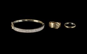 Collection of 9ct Gold Items including a 9ct buckle ring,