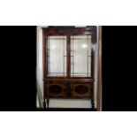 Fine Quality Edwardian Style Mahogany Double Doon Display Cabinet with Two Glass Shelves with