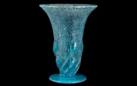 Monart - Superb Quality Large and Impressive Crackle Blue Vase of Excellent Form,