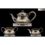 George IV Superb Quality Three Piece Sterling Silver Tea Set of wonderful proportion and design by