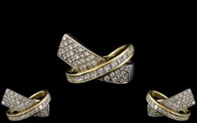 Ladies - Superb Designer Diamond Set Dress Ring, Set with High Grade Modern Round Brilliant Cut