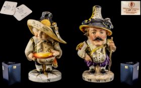 Royal Crown Derby Ltd and Numbered Edition Porcelain Pair of Millennium Dwarfs.