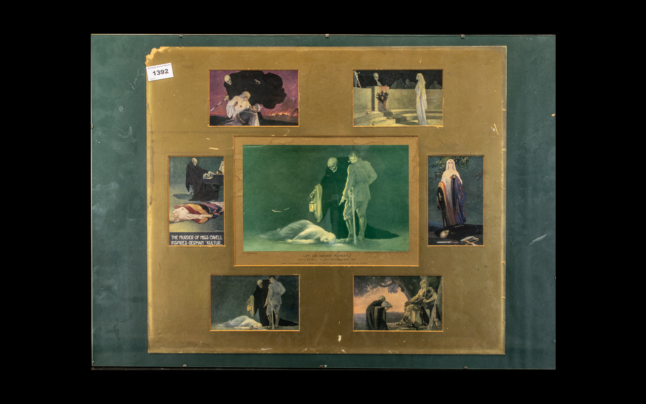 WW1 Interest - Montage of Edith Cavell Propaganda Postcards, by T Corbella.